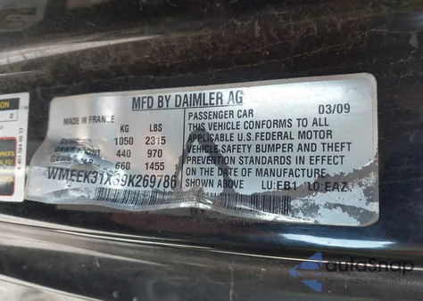 2009 Smart Fortwo Brabus/Passion z USA, uszkodzony, nr VIN WMEEK31X39K269786